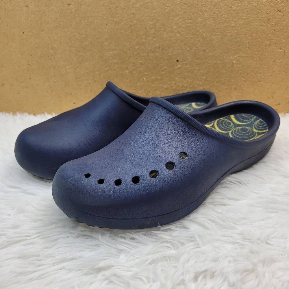 Crocs Blue Tully Lined Slip On Clogs Size 6